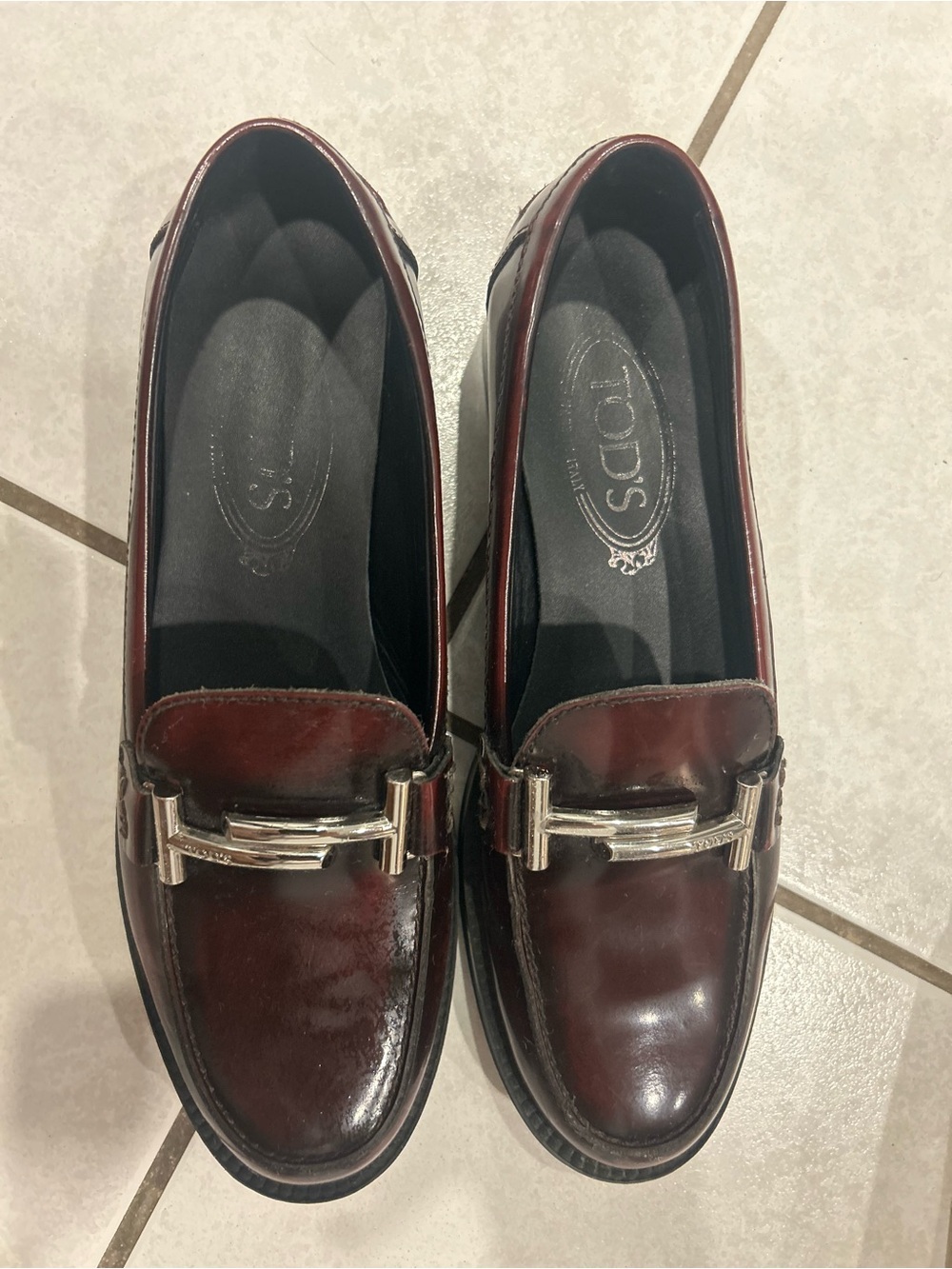 Tod's Dark Burgundy Leather Bit Loafers (size 38)